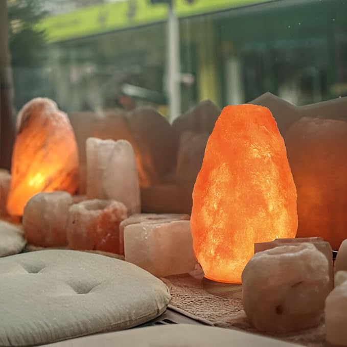 Himalayan Pink Salt Lamp with On/Off Switch – Natural Crystal Salt Rock Lamp, Hand Carved Himalayan Salt Lamp with Wooden Base, Night Light for Bedroom, Home Decor & Relaxation, lampara de sal