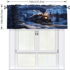 Majestic Night Train in Snowy Mountains Curtain Valance Peach Skin Velvet Printed Window Valance with Rod Pocket Light Filtering for Kitchen Bathroom 54x18in