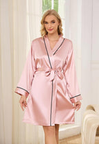 Satin Robes for Women Elegant Satin Kimono Silk Bathrobe for Wedding, Bridal Party, Silk Sleepwear, and Loungewear