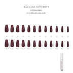 Hypnaughty 24 Pcs Maroon Xtreme Red Matte Coffin Press on Nails with Glue Medium Long Fake Nails Full Cover (Maroon Xtreme)