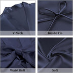 Women's Short Satin Robes Silky Bathrobe Bridesmaid Sleepwear for Wedding Party Getting Ready Solid Color