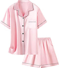 Girls & Womens Satin Pajamas Set, Silk Button-Down Sleepwear 2 Piece Nightwear, 3 Years - Women XXL