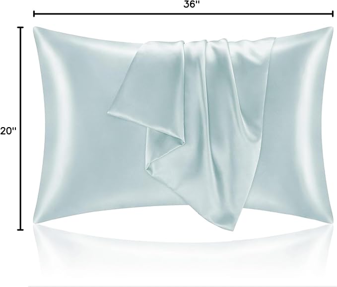 BEDELITE Satin Pillowcase for Hair and Skin, Super Soft and Cooling Similar to Silk Pillow Cases 2 Pack with Envelope Closure, Gift for Women Men(20"x36" King Size, Stone Blue)