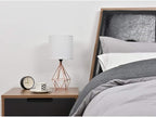 COTULIN Rose Gold Bedside Table Lamp,Modern Small Desk Lamp with TC Fabric Shade Geometric Metal Base for Kids Living Room Bedroom Nightstand