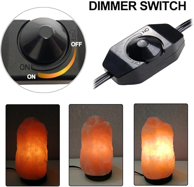 haraqi Salt Lamp Cord and Bulbs,Himalayan Salt Lamp Replacement Cord with Dimmer Switch,Original UL Listed Cord Bulb Replacement for Salt Rock Lamp with 6 Pack 25 Watt E12 Bulbs