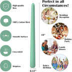 12-Pack Emerald Green Taper Candles, 10 Inch Unscented Dripless Candlesticks, Long-Lasting Burn Time of 7-8 Hours, Perfect for Christmas Home Décor Spring and St. Patrick's Day