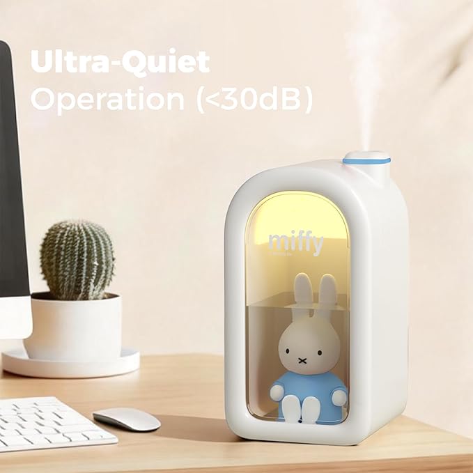 Mipow X Miffy Cool Mist Humidifier - Ultrasonic Quiet Humidifiers, Mini Cute Humidifier with Night Light, 380ml Humidifiers for Bedroom，App-Controlled RGB Light (2.0 Plus-Version) - Blue