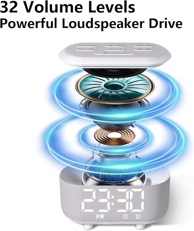 Small Digital Alarm Clock for Bedrooms Sound Machine with 30 Soothing Sound Plug in Desk Clock with Night Light Noise Machine Battery Backup 15 Wake up Sound Clock for Teen Kid Heavy Sleeper Snooze