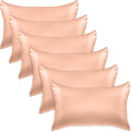 Elegant Comfort 6-Pack Silky Smooth Viscose Satin Pillowcase Set with Hidden Zipper Closure, Dusty Rose, Standard/Queen, 20" x 30"