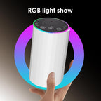 Waterless Essential Oil Diffuser, 7 Colors LED Light, Battery Powered Mini Scent Air Machine, Aromatherapy Mist Diffuser for Home Room Car Office，Black Aluminum Alloy (White)