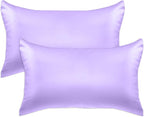 Elegant Comfort 2-Pack Cooling Viscose Satin Pillowcase Set with Hidden Zipper Closure, Silky Smooth for Best Hair and Skin Care-Beautiful Gift Box-2-Piece Satin Pillowcase Set, Standard/Queen, Lilac