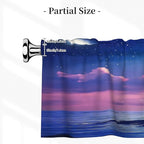 Moonlit Lighthouse Under Starry Night Sky Curtain Valance Peach Skin Velvet Printed Window Valance with Rod Pocket Light Filtering for Kitchen Bathroom 54x18in