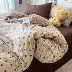 Nayoroom Brown Heart Duvet Cover King Size Vintage Hearts Printed on Taupe Duvet Cover Kids Girls 3 Pieces Soft Microfiber Farmhouse Bedding Set with Zipper Closure