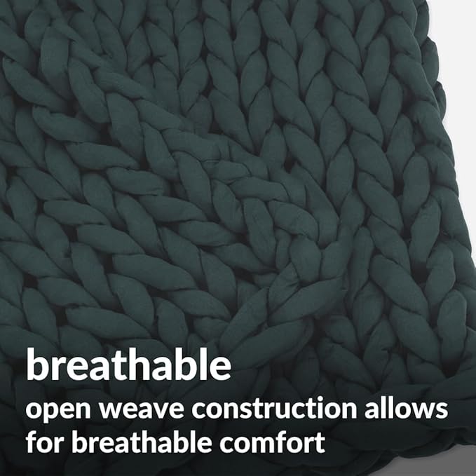 Nuzzie Original Knit Weighted Blanket - Breathable, Cooling, Hand Made Knit Throw Blanket for Sleep - Machine Washable, Stylish Decor Design (Forest Green, Queen | 22lbs | 60"x80")