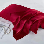 Red Silk Pillowcase for Hair and Skin Made in USA, 22 Momme Mulberry Silk Pillow Case with Zipper, 6A Grade Organic Fabric, Cooling, Anti Acne, Soft, 1 Pc 20"x30" (Queen, Red)