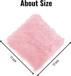 12inch Square Small Faux Fur Sheepskin Cushion Soft Plush Area Rug,Photo Background for Small Product Desktop Photography,Display and Decor,Jewelry,Nail Art,Locker Accessories (Pink)
