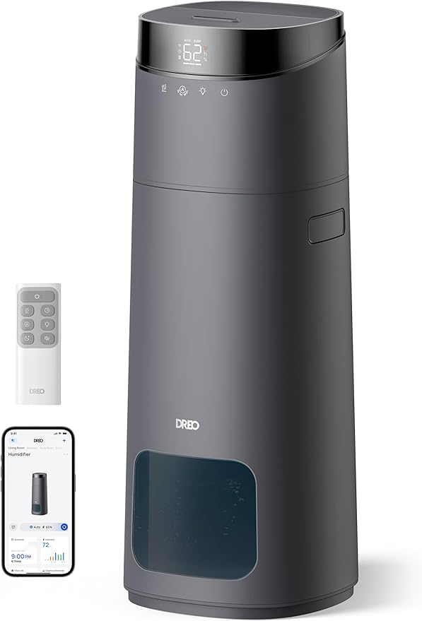 DREO 16L Smart Humidifier Large Room 1000 ft², 130H Cool Mist Air Humidifiers for Bedroom Plants Baby, Top Fill, Remote/Touch/Voice & APP Control, Clean Tank Technology, 30dB, HM755S Grey