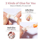 Modelones Soft Pink Press on Nails, Spring Short Square Fake Nails, Semi-Transparent Reusable Nail Kit with Nail Glue Adhesive Tabs Mini Nail File, Nails Press Ons 32Pcs16 Sizes, Women Girl Gift