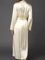 Julianna Rae Women's 100% Silk Robe, Lace Trim, Indulgence Collection, Lingerie, Beautiful Gift Packaging