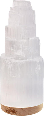 Himalayan Glow Selenite Crystal Lamp 20 cm, Hand Curved Moroccan Charging Station, Crystals and Healing Stones, Electric Cord with Dimmer Switch For Home Decor & Spiritual Protection 4-7 Lbs
