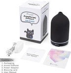 Gooamp 200ML Ceramic Essential Oil Diffuser - Ultrasonic Aromatherapy & Humidifier with 7-Color LED Lights, Auto Shut-Off, Black, 1H/3H/6H Timer | Scent for Home, Office, Yoga