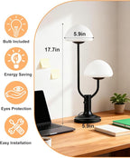 Lightdot Mushroom Table Lamp for Bedroom, Desk Bedside Small Lamps for Living Room Night Stands, Cute Modern Mid Century Lamps Dimmable with 2 LED Bulbs, Unique Aesthetic Home Decor-Black
