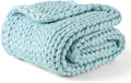 YnM Chunky Throw Blanket, Medium-Weight, Hand Knitted, Skin Friendly, Ventilated and Breathable, Machine Washable, Home Décor Piece for Couch, Sofa and Bed (Aqua Blue, 50x70 Inch)