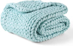 YnM Chunky Throw Blanket, Medium-Weight, Hand Knitted, Skin Friendly, Ventilated and Breathable, Machine Washable, Home Décor Piece for Couch, Sofa and Bed (Aqua Blue, 60x80 Inch)