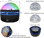 2 in 1 Northern Lights and Ocean Wave Projector with 14 Effects of Galaxy Light for Game Rooms, Parties, Light Projector for Bedroom, Compatible with Lava Lamps and Night Light Decorative Effects