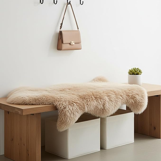OGLAND Genuine Fluffy Sheepskin Rug, Shaggy Wool Fur Lambskin Throw Pad for Bedroom Living Room Carpet Sofa Cover Chair Side of The Bed Couch Bench Dog Pray Cushion Mat