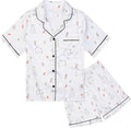 QPANCY Kids Satin Pajamas Sets Baby Boy Girl Button-Down Silk Sleepwear 2 Piece Short Sleeve Loungewear Clothes Set