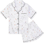 QPANCY Kids Satin Pajamas Sets Baby Boy Girl Button-Down Silk Sleepwear 2 Piece Short Sleeve Loungewear Clothes Set