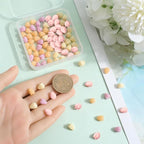 100Pcs 7x9mm 4 Colors Acrylic Flower Beads Jasmine Flower Beads Small Coral Shell Dyed Synthetic 3D Carved Cute Loose Beads Flowers for Jewelry Making Beading DIY Bracelet Necklace Earring