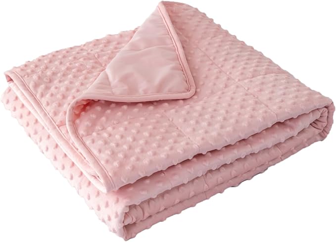 Weighted Blanket with Minky Duvet All Season,Reversible Soft Heavy Weighted Blanket for Adult Pink(7lb,40in*60in)