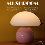 Cute Small Mushroom Lamp, PE Lampshade, Ceramic Base, Adjustable Light Color and Brightness with Power-Off Memory, Safe USB Powered, LED Mushroom Light for Bedroom Living Room (Pink)