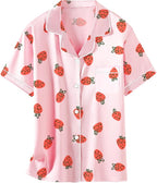 Girls & Womens Satin Pajamas Set, Silk Button-Down Sleepwear 2 Piece Nightwear, 3 Years - Women XXL