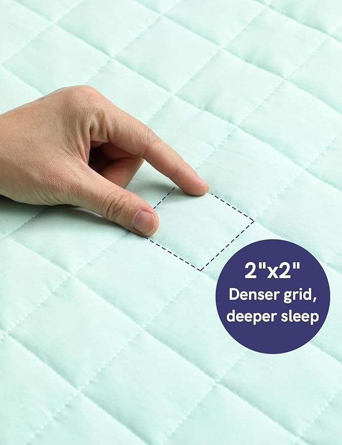 YnM 12lbs Weighted Blanket for Adults, Heavy Bed Throw Blanket with Cooling Glass Beads for All Season Use, Ideal for ~110lbs (48x72 Inches, Twin/Full, Mint Green)