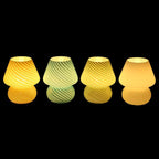 BSOD Mushroom Lamp, Glass Bedside Night Green Table Lamps Murano Vintage Small Nightstand Desklamp Swirl Light for Home Decor, Living, Bedroom, Gift (Stripe Green)