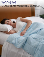 YnM Weighted Blanket,Heavy 100 Percent Oeko-Tex Certified Cotton Material(Light Blue, 80''x87'' 25lbs), Two Persons(110~190lb) Sharing Use on Queen/King Bed | A Duvet Included