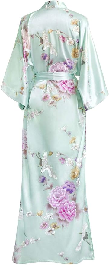 KIM+ONO Plus Size Luxury Kimono Robe for Women | Long Satin Floral Robe | Original Design | Removable Waist Tie Closure