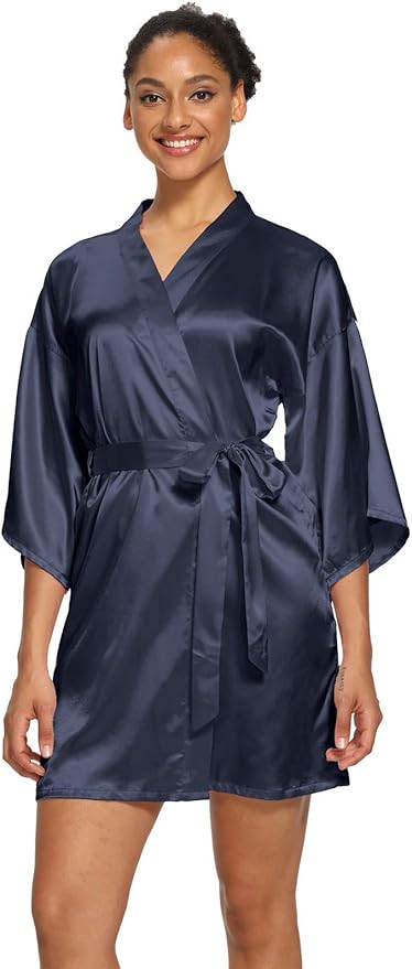 Women's Satin Robes Floral Bridesmaid Robes Short Silk Kimonos Sleepwear