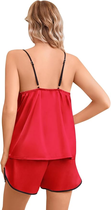 Girls & Women Silk Pajamas Set Satin Camisole Sleepwear 2 Piece Pjs, 3 Years - Women XXL