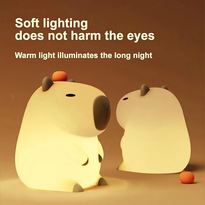 S NMT Cute Cartoon Capybara Silicone Night Light USB Rechargeable Timing Dimming Sleep Night Lamp for Children's Room Decor