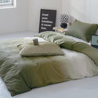 CLOTHKNOW Green White Queen Comforter Set 3Pcs Green Gradient Bedding Comforter Sets Soft Comforter with 2 x Pillow Cases