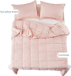 HIG 3pc Prewashed All Season Down Alternative Comforter Duvet Insert -Quilted Comforter with Corner Tabs -Box Stitched -250GSM Fiberfill Chic Farmhouse Style Bedding(Twin,Peach Pink)