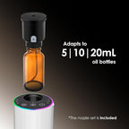 Waterless Essential Oil Diffuser, 7 Colors LED Light, Battery Powered Mini Scent Air Machine, Aromatherapy Mist Diffuser for Home Room Car Office，Black Aluminum Alloy (White)