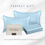 Elegant Comfort 4-Pack King Satin Pillowcase Set with Hidden Zipper Closure, Silky Smooth for Best Hair and Skin Care, Baby Blue