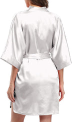 Giova Women's Satin Robe Bride & Bridesmaid Wedding Party Bathrobe Short Kimono Gown