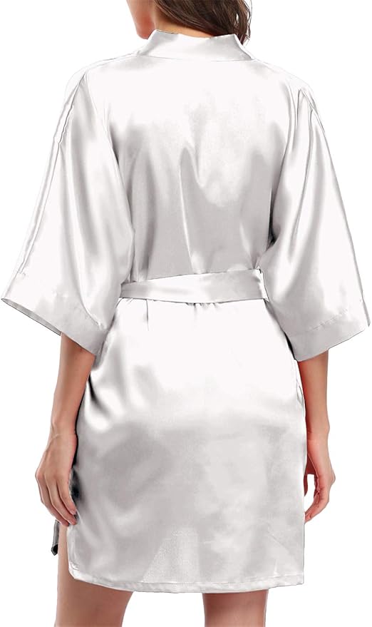 Giova Women's Satin Robe Bride & Bridesmaid Wedding Party Bathrobe Short Kimono Gown