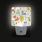 Plug-in Night Light Lamp Cute Woodland Animals Trees Mushrooms Berries Dusk-to-Dawn Sensor LED Nightlight Smart Light Automatically Lights Bedroom, Bathroom, Kitchen, Hallway, Stairs, Energy